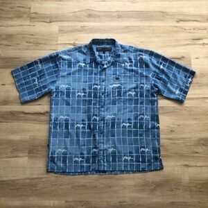 Phat Farm Blue Grid Pattern Shirt